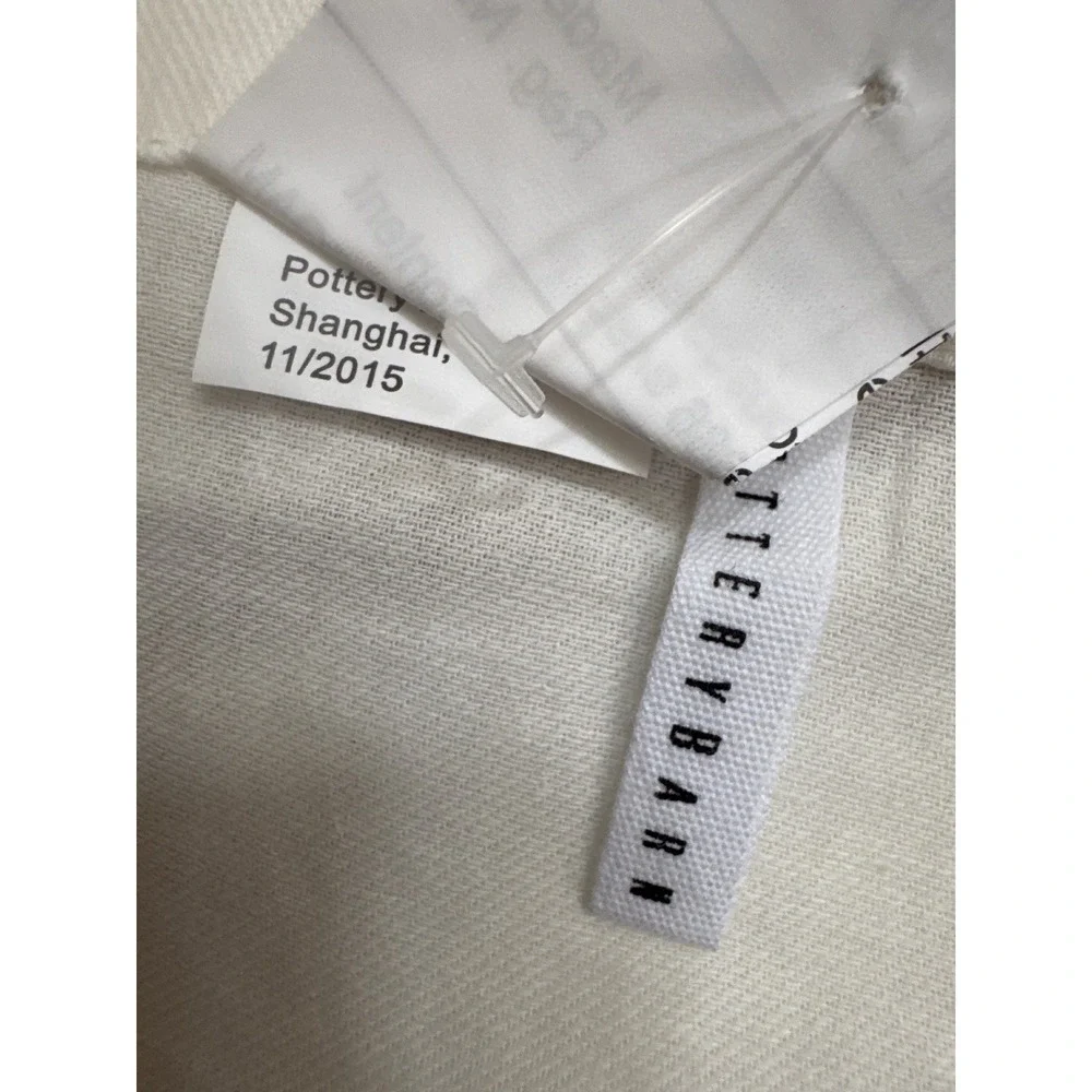 Pottery Barn Modern Farmhouse Striped Shower Curtain White Tan 72x72 Bathroom
